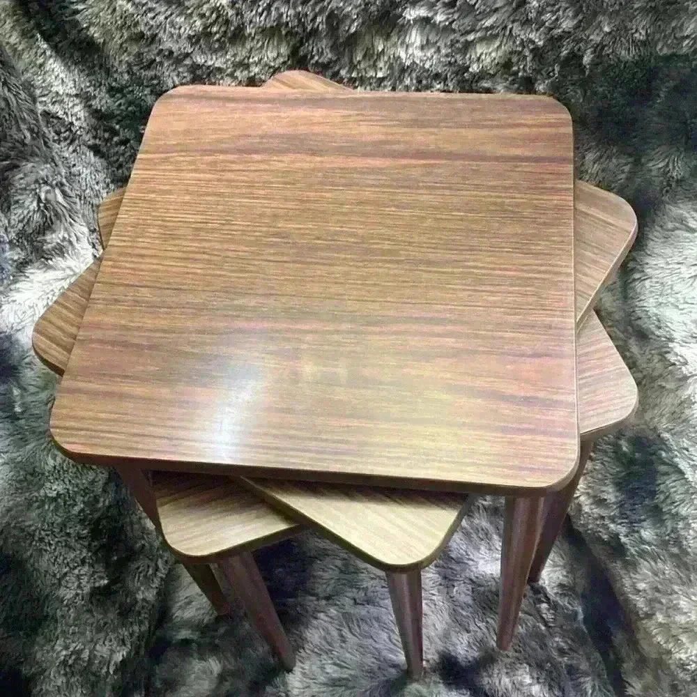 Set of  3 Mid Century Danish Modern Wood Formica Stacking Nesting
Tables - Picture 14 of 16